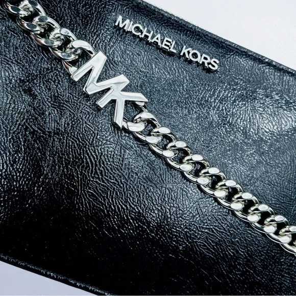 Michael Kors Black Chain Shoulder Bag Pouchette sm Jet set - Picture 6 of 8